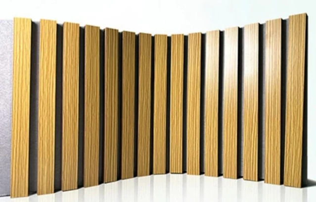 PET-backed acoustic slat panels