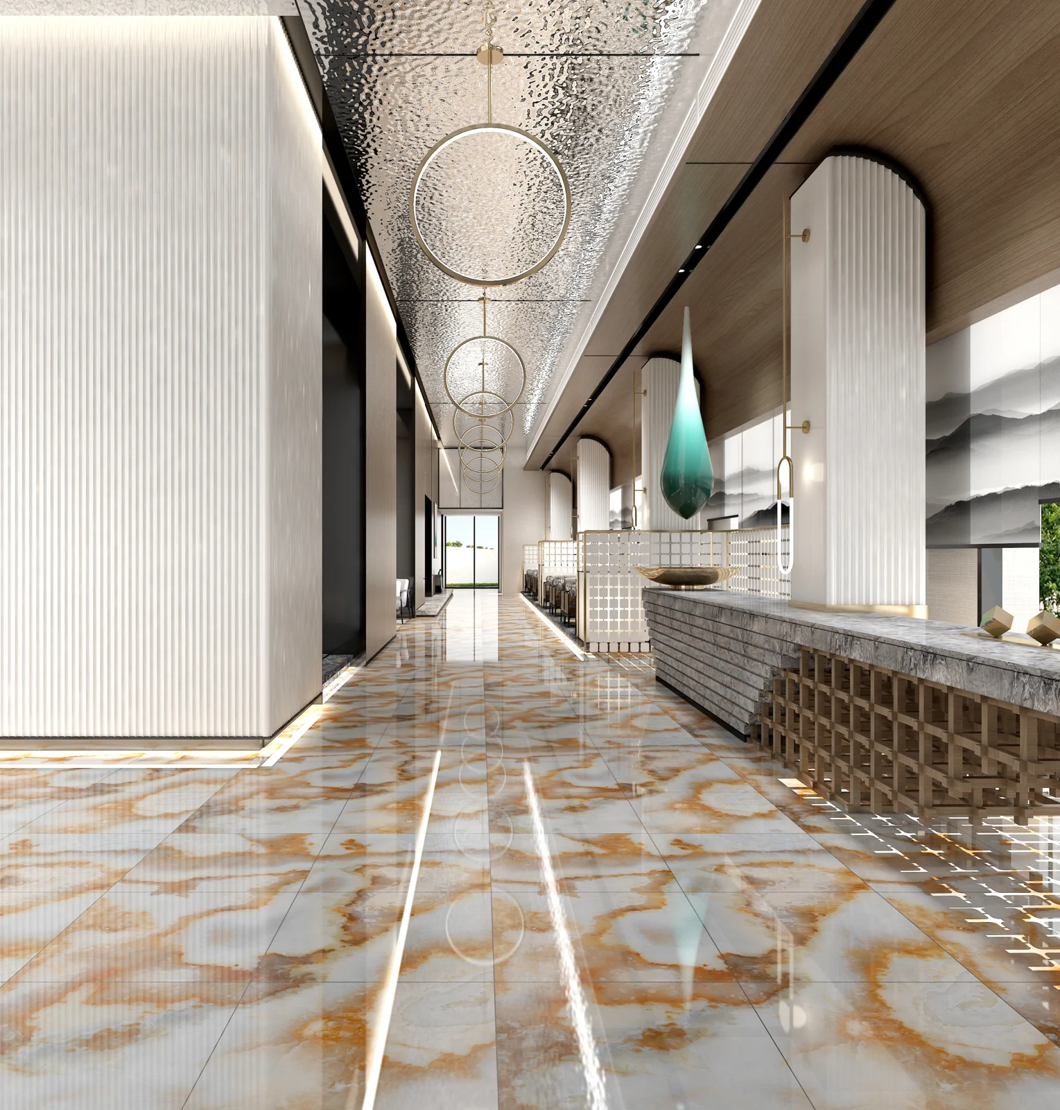 Expressive stone-look feature surfaces