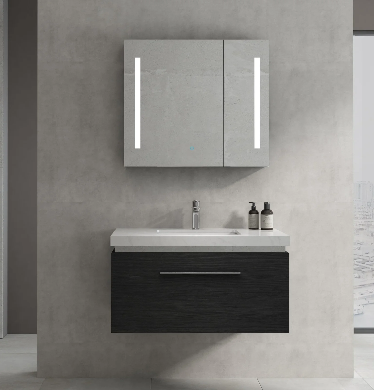 Modern basin walls and practical storage