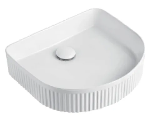 Soft-square fluted ceramic basin · KT-463