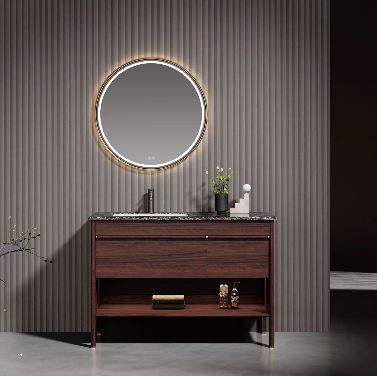 LEO freestanding walnut vanity from the source catalogue